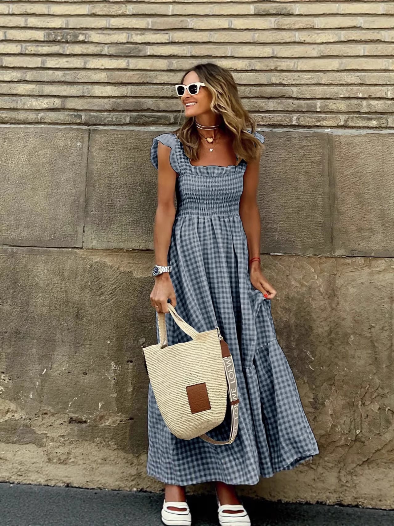 Patchwork Flared Strap Dress