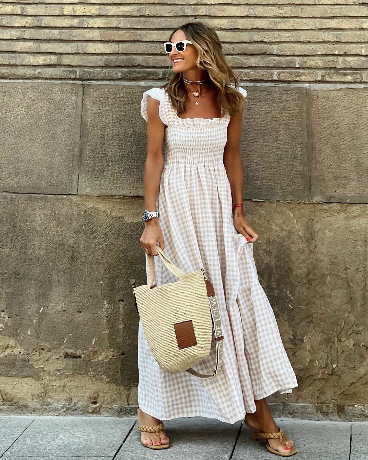 Patchwork Flared Strap Dress