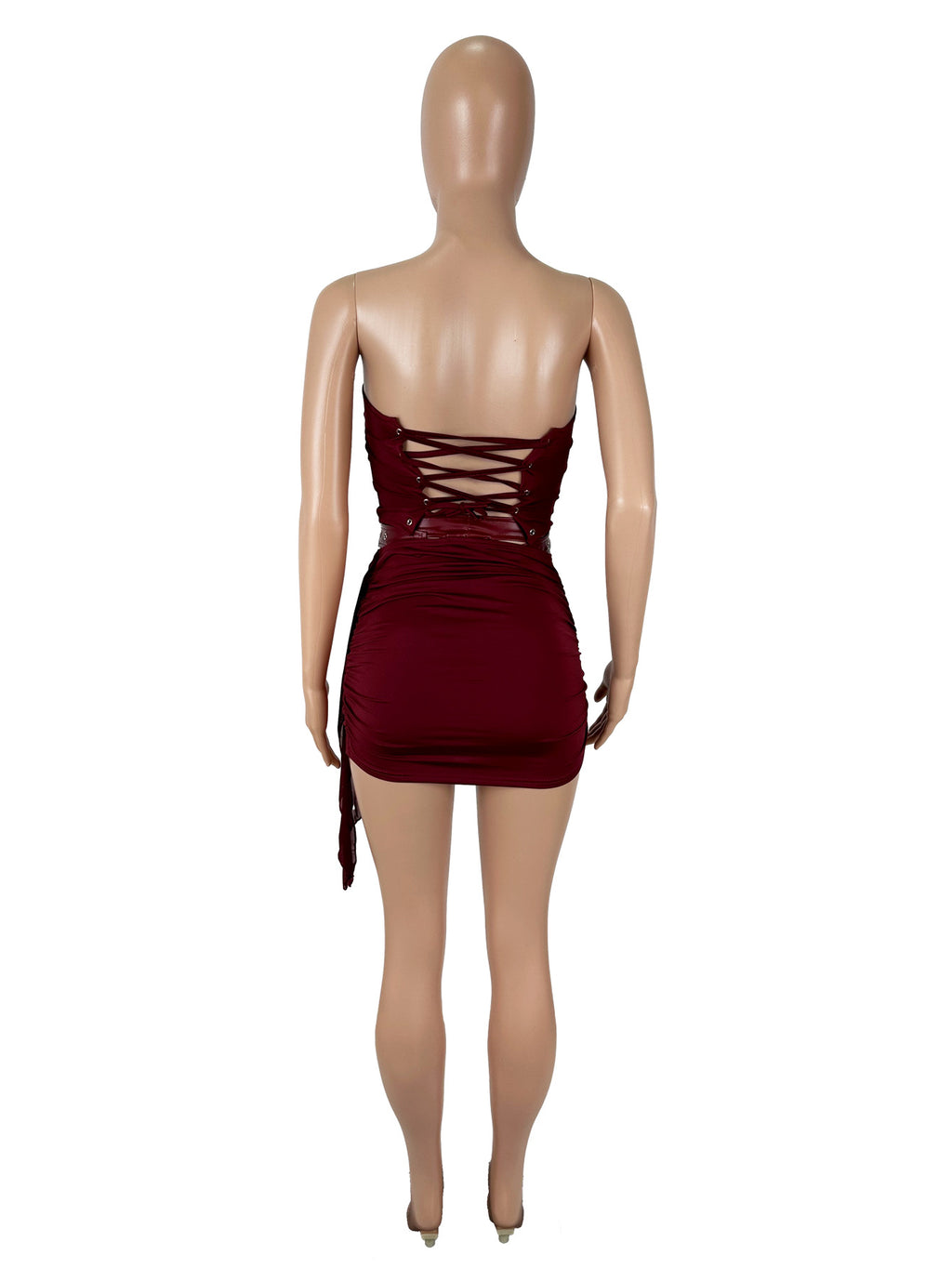 Tube Top Leather Skirt Set
