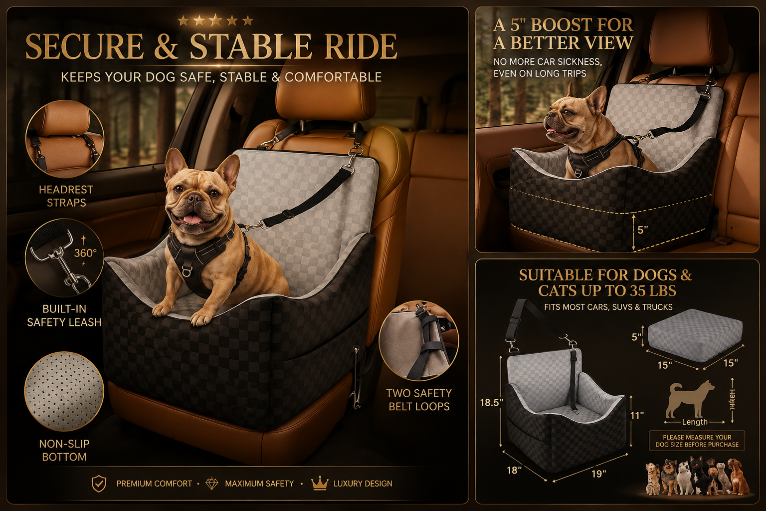 Memory Foam Pet Car Seat Cushion