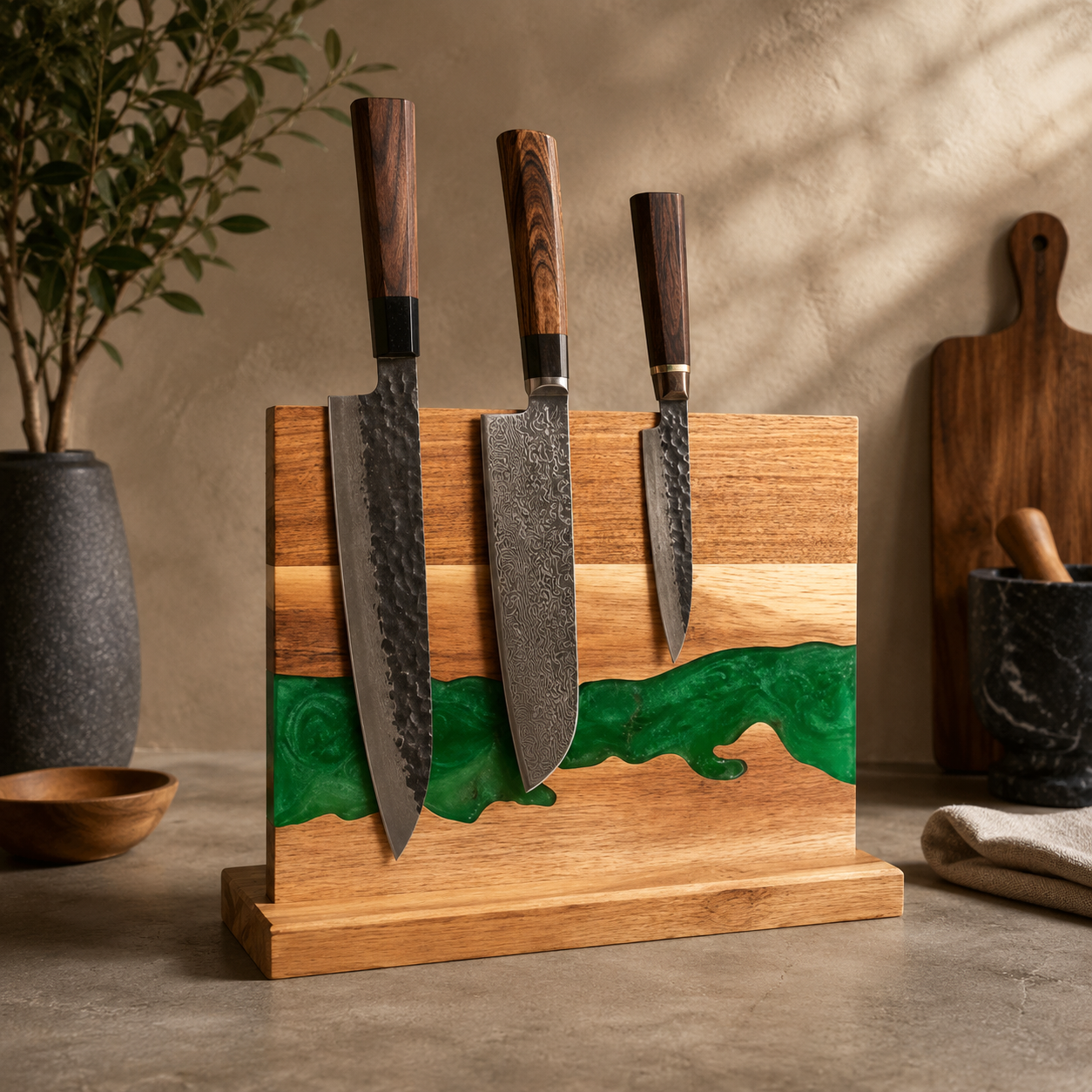 Acacia Resin Magnetic Knife Stand