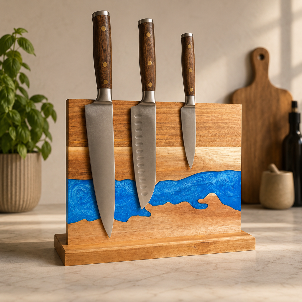 Acacia Resin Magnetic Knife Stand