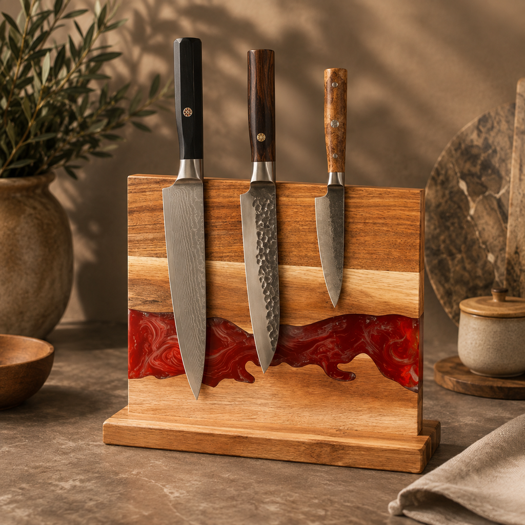 Acacia Resin Magnetic Knife Stand