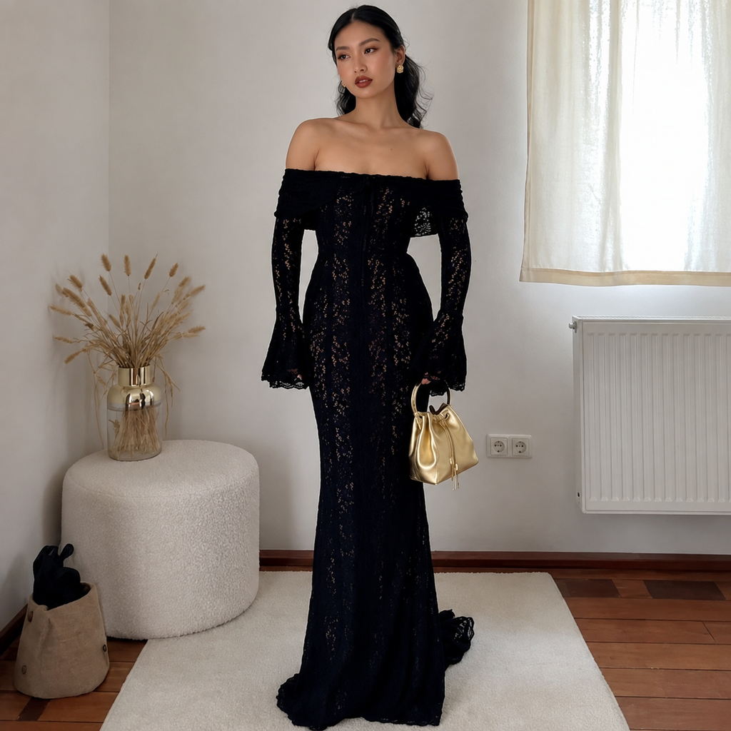 Elegant Lace Long Dress